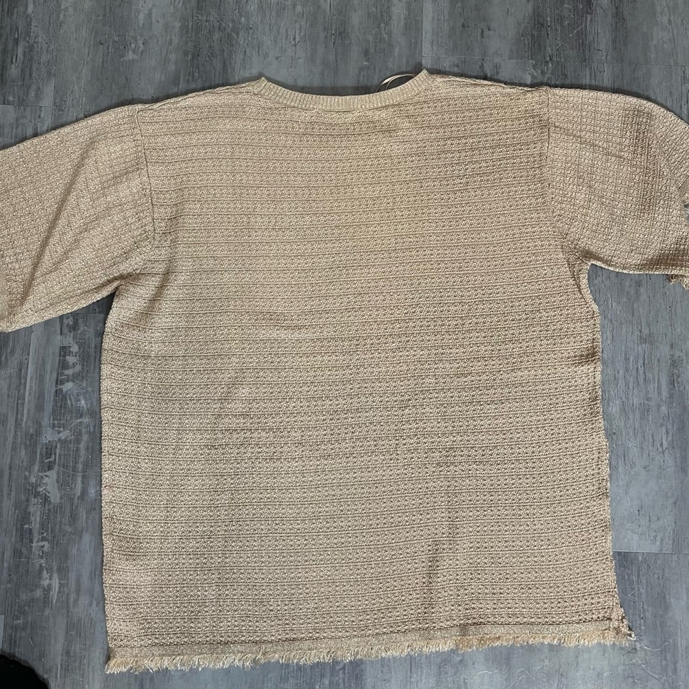 Zara Gold Shimmer Short Sleeve Frayed Top and Bottom  Size Small - Picture 10 of 12